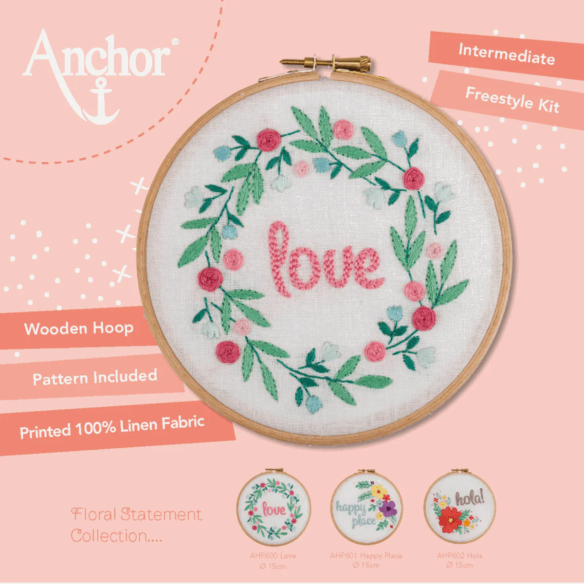Anchor Embroidery Hoop Kit - Love - Image 2