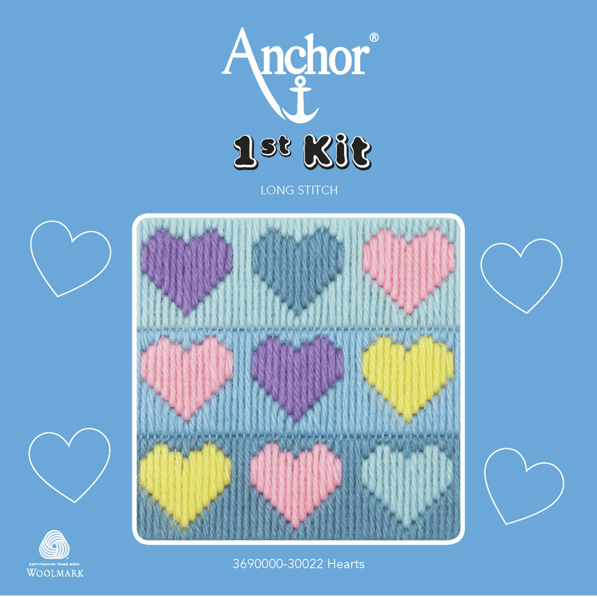 Anchor My 1st Long Stitch Kit - Hearts - Image 2