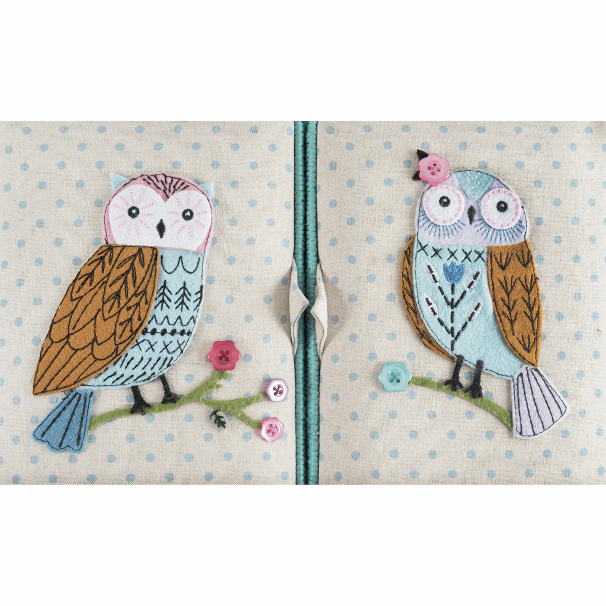 Applique Owl Twin Lid Sewing Box - Large - Image 3
