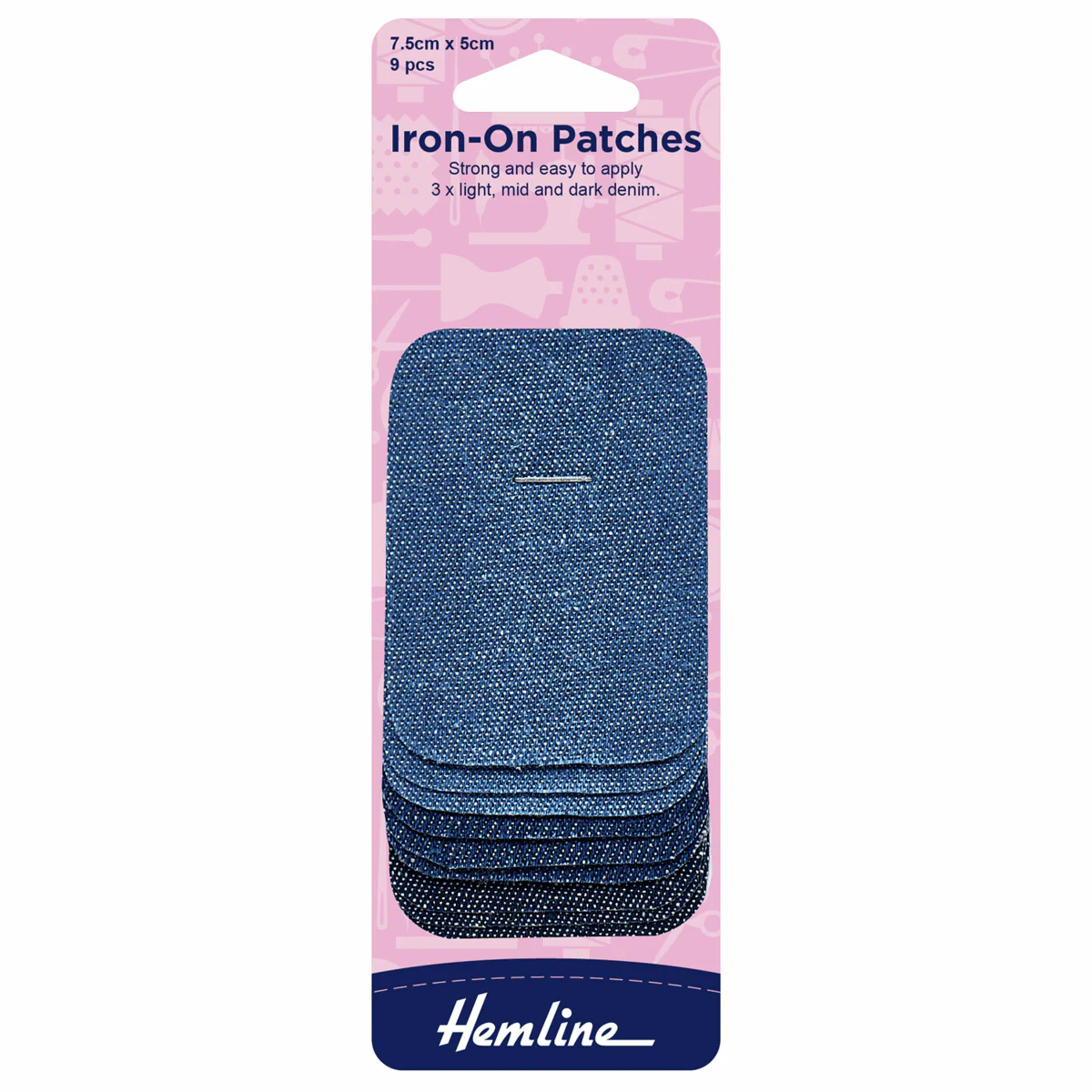 Assorted Denim Iron-On Patches - 7.5 x 5cm (9 Pack)