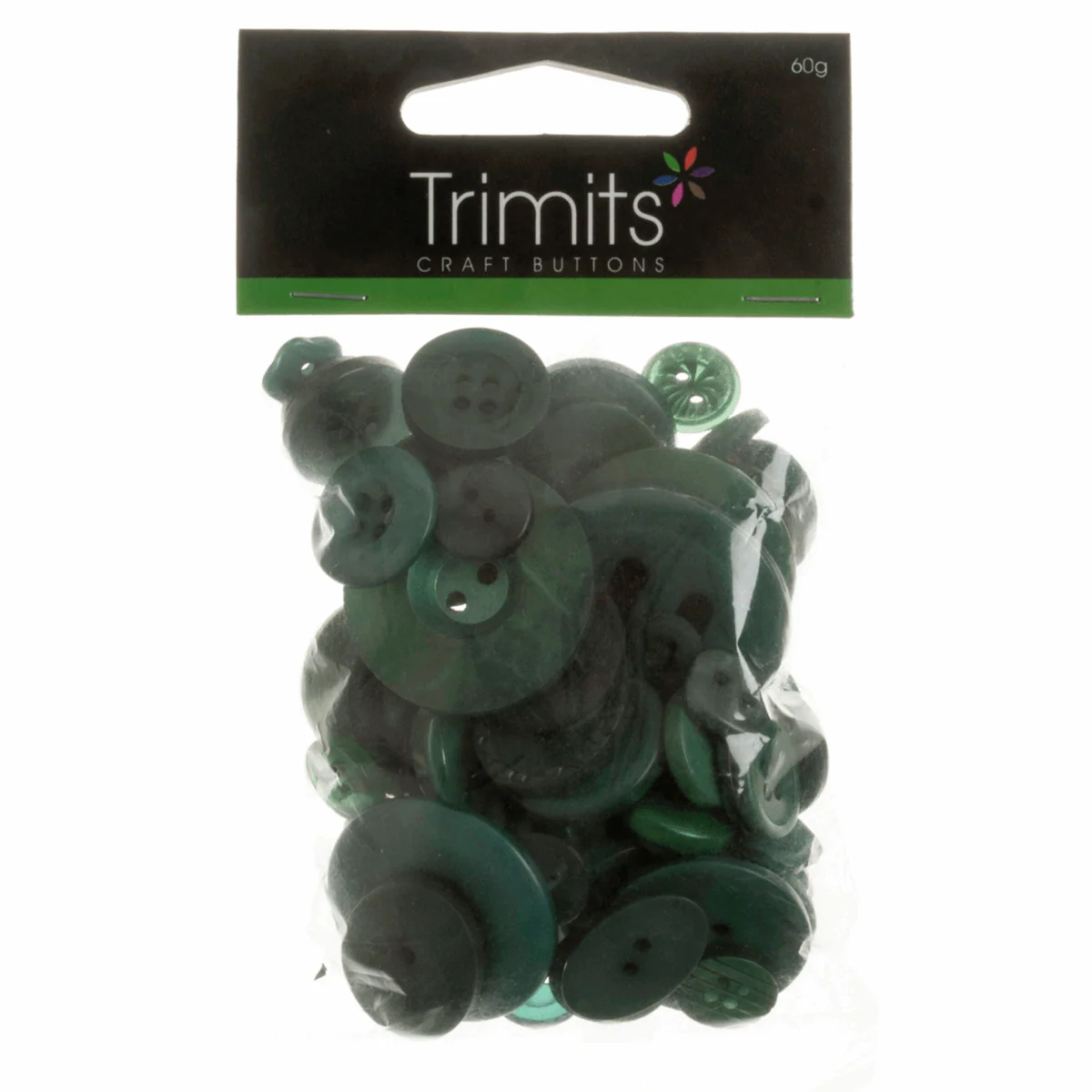 Bag of Craft Buttons - Assorted Green - approx 50g - Image 2