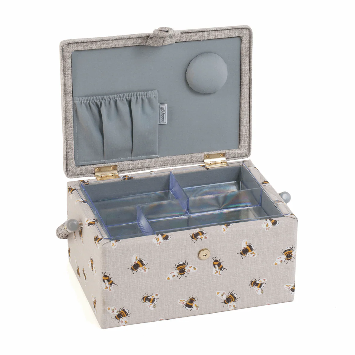 Bee Happy Sewing Box with Embroidered Lid - Medium - Image 3