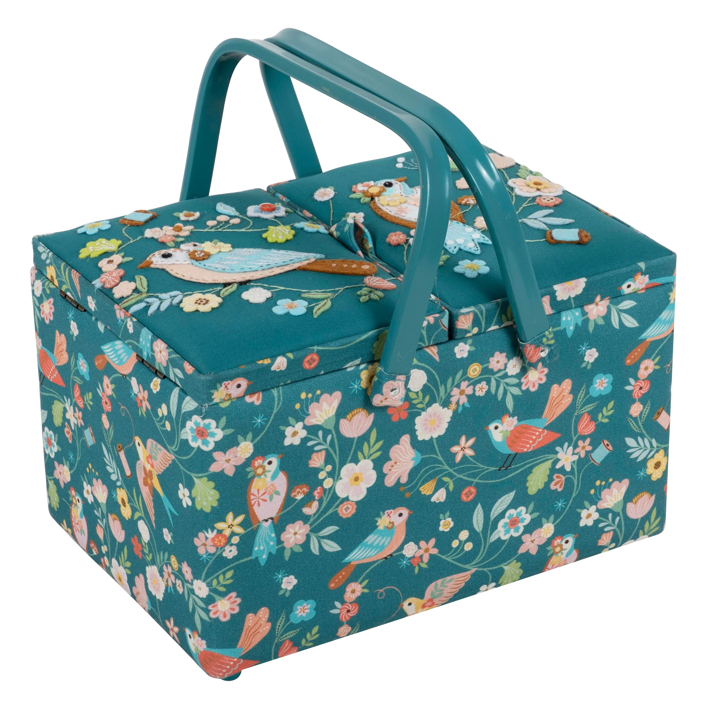 Bird Aviary Appliqué Sewing Box - Large