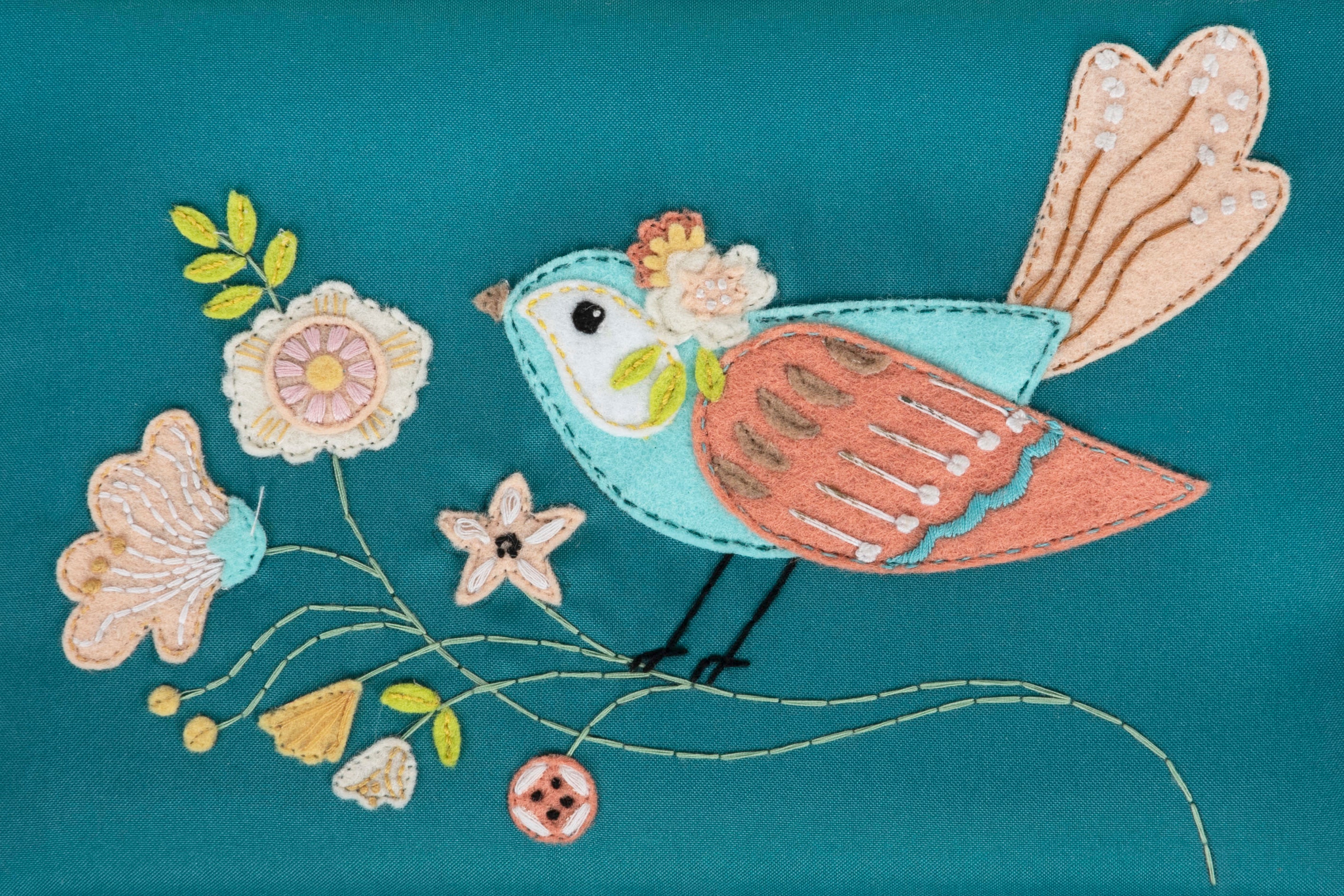 Bird Aviary Appliqué Sewing Box - Medium - Image 4