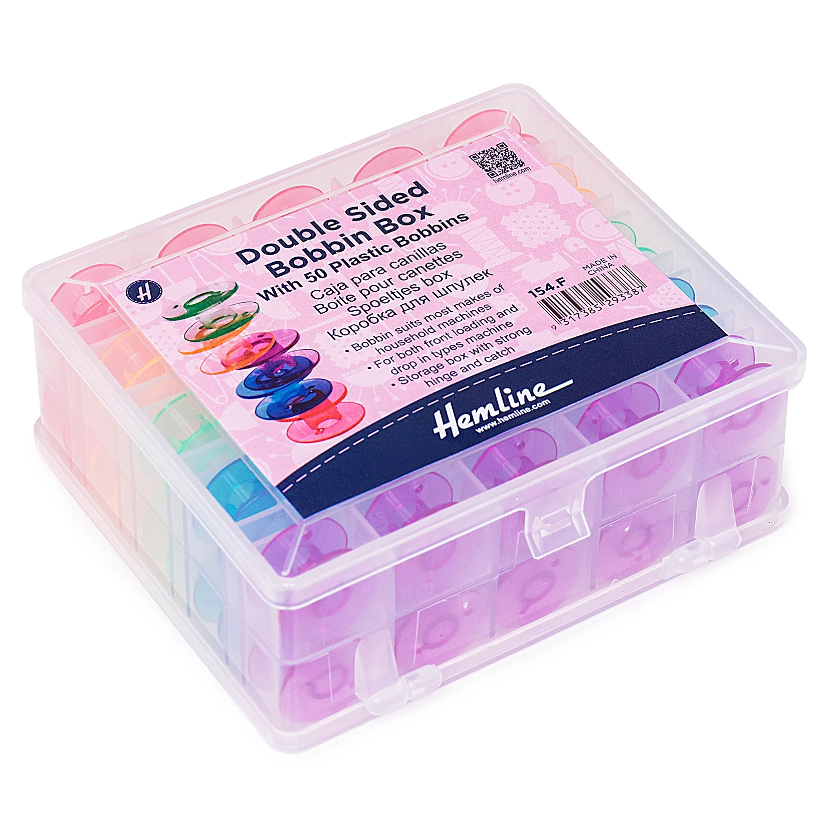 Bobbin Box, Plastic, filled with 50 Spools
