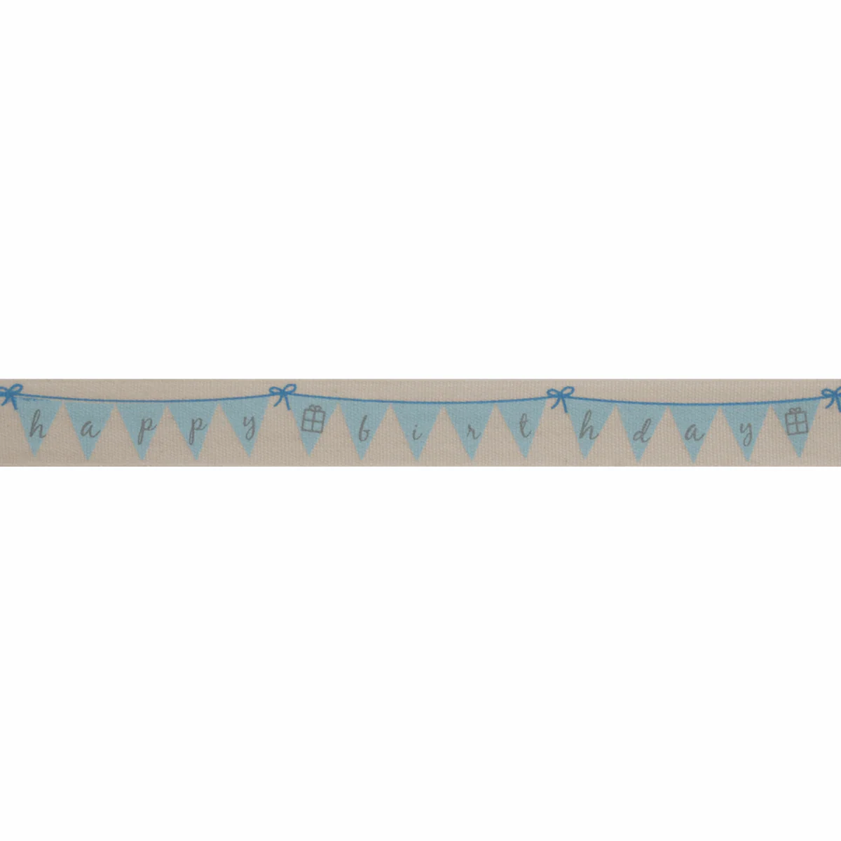 Bowtique Blue Happy Birthday Bunting Grosgrain Ribbon - 5m x 15mm Roll