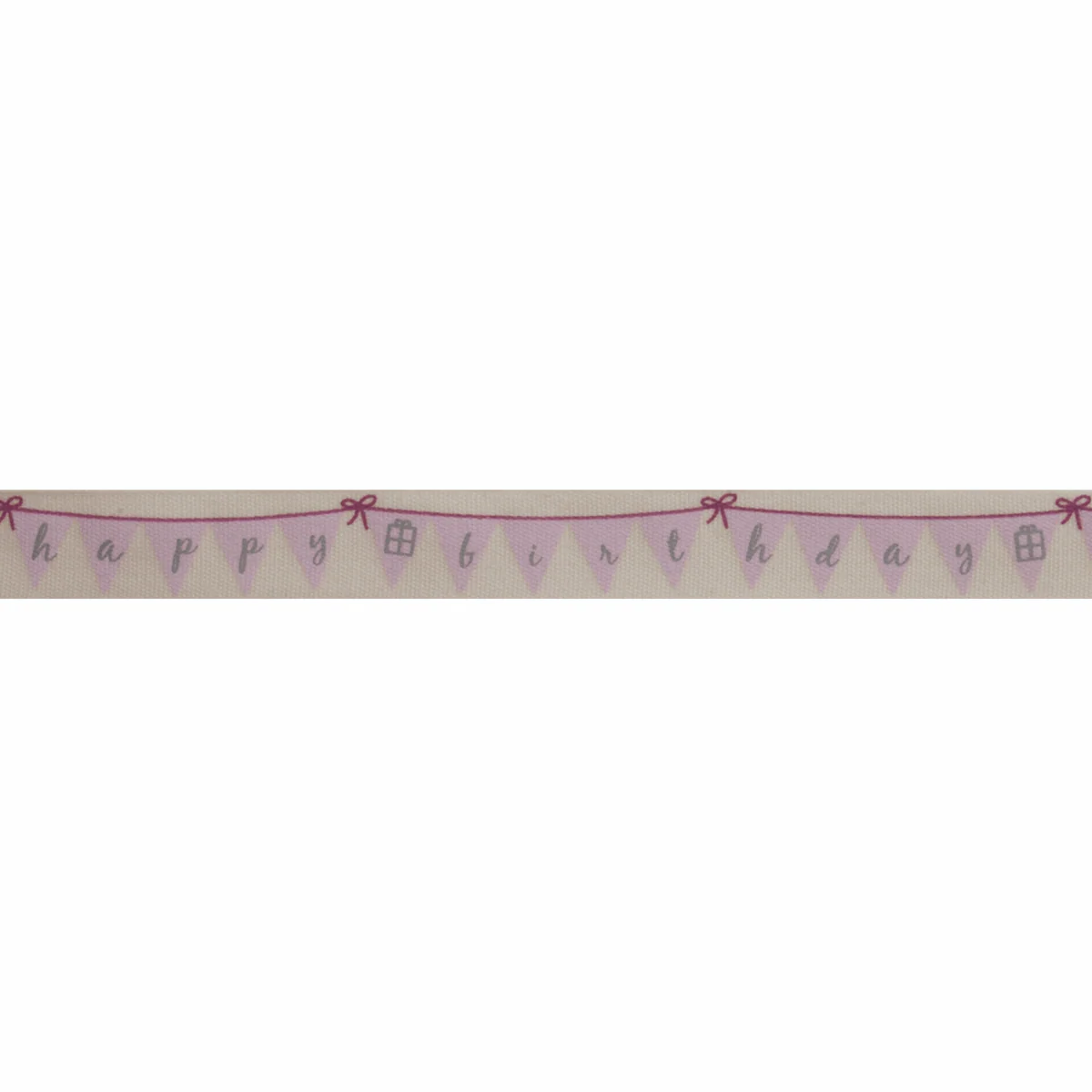 Bowtique Pink Happy Birthday Bunting Grosgrain Ribbon - 5m x 15mm Roll