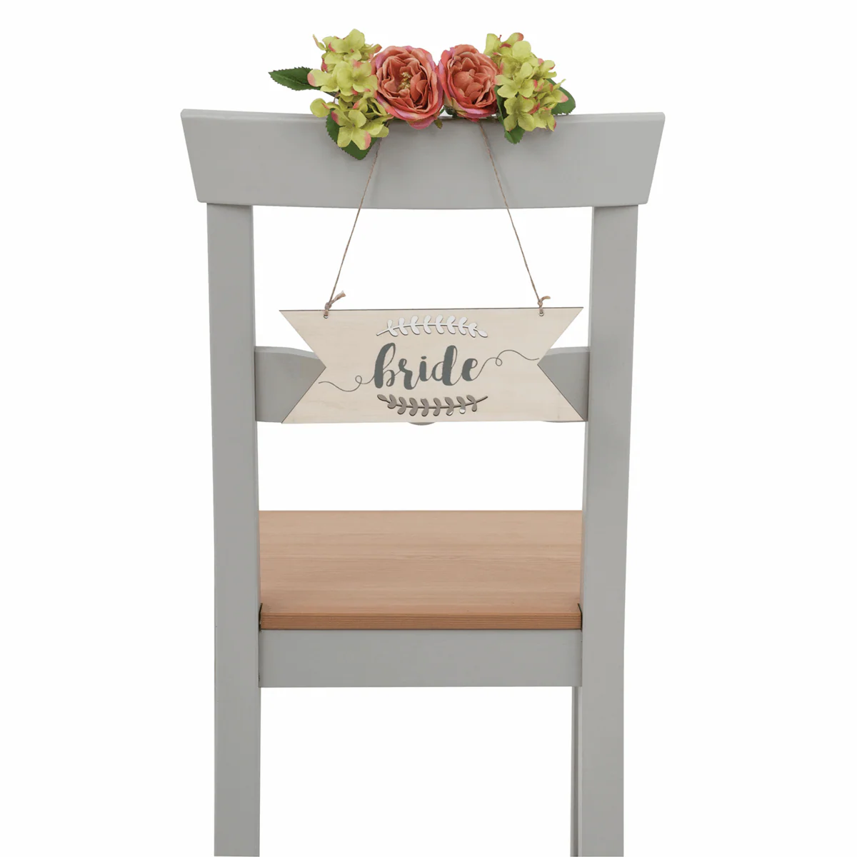 Natural Wooden Bride & Groom Chair Sign - Image 2