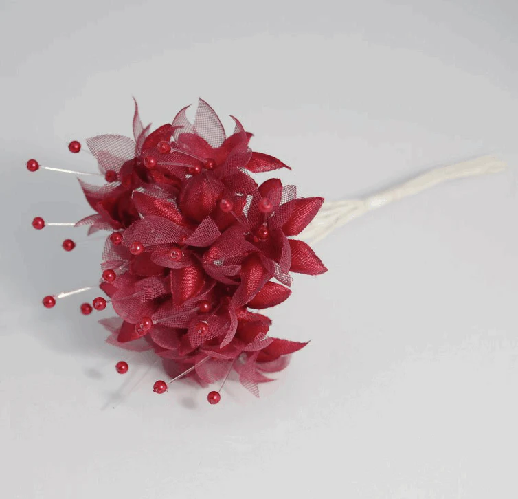 Burgundy Babys Breath Artificial Flower Stems with Pearls (Pack of 12 Stems)