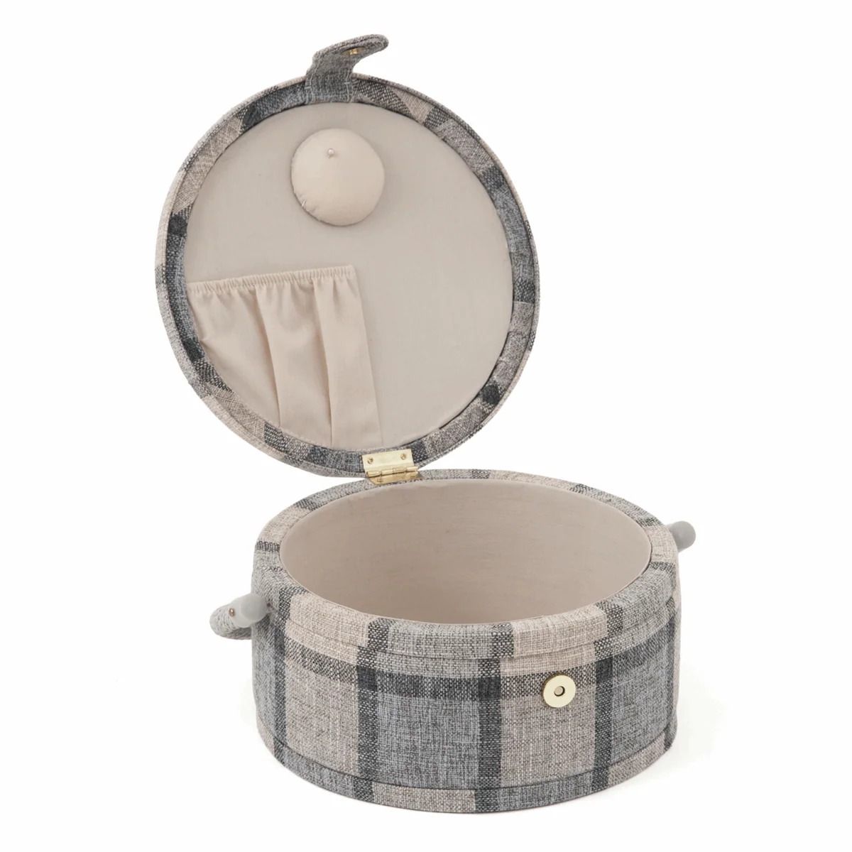 Check Sewing Box - Round - Image 2
