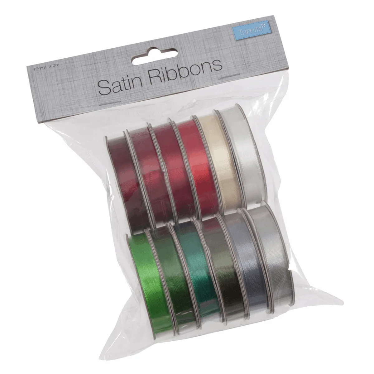 Christmas Satin Ribbon Bundle - 2m x 10mm (Pack of 12 Assorted Colours) - Image 2