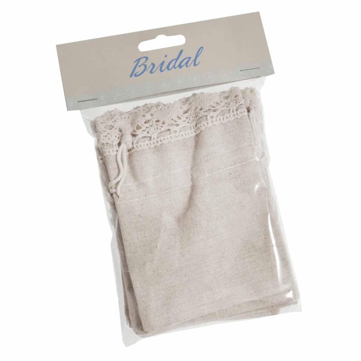 Cotton Wedding Favour Bag with Lace Trim - Ivory (Pack of 5) - Image 2