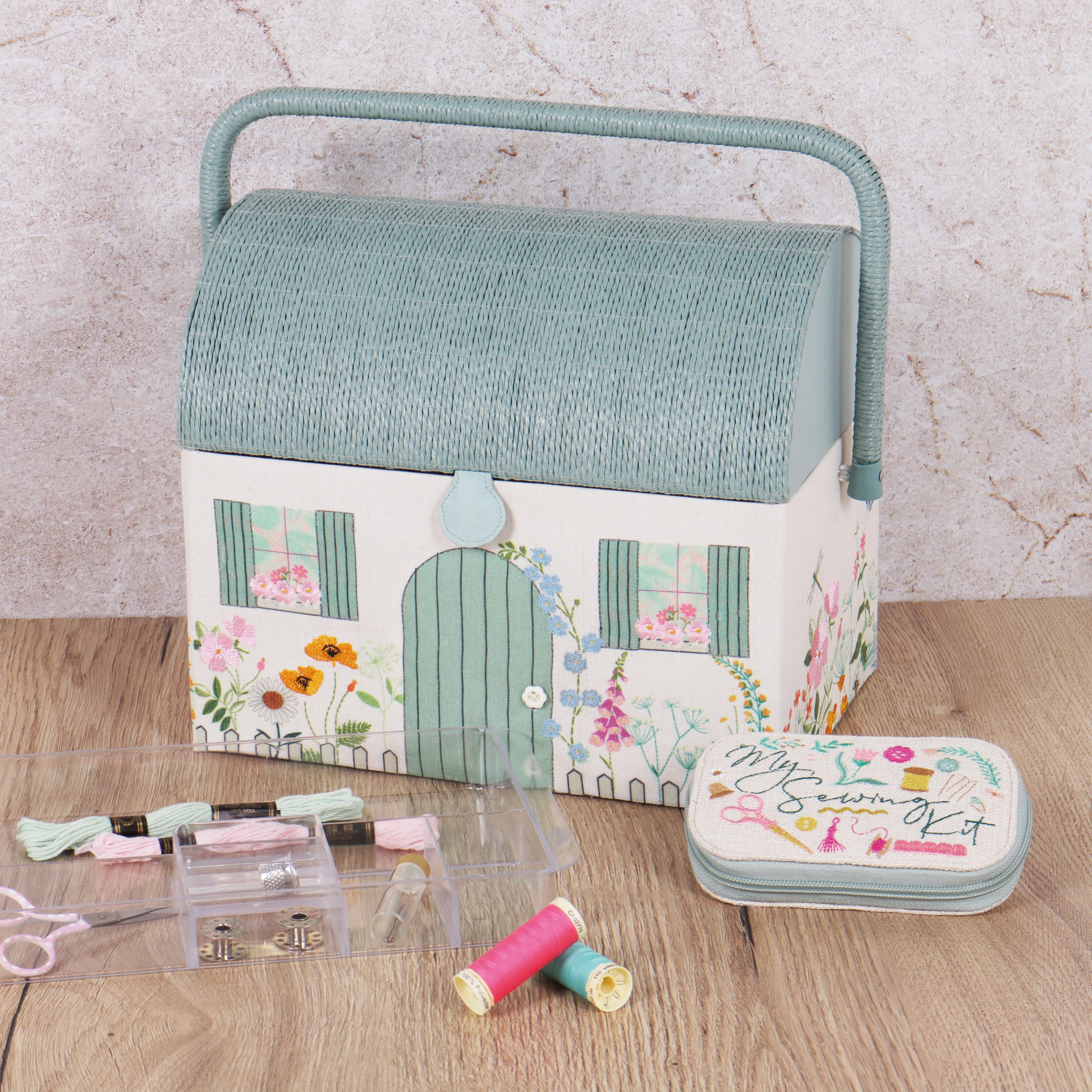 Country Cottage Embroidered Sewing Box - Image 3