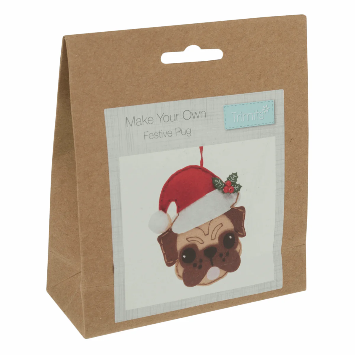 Trimits Felt Decoration Kit - Christmas Pug in Santa Hat - Image 3