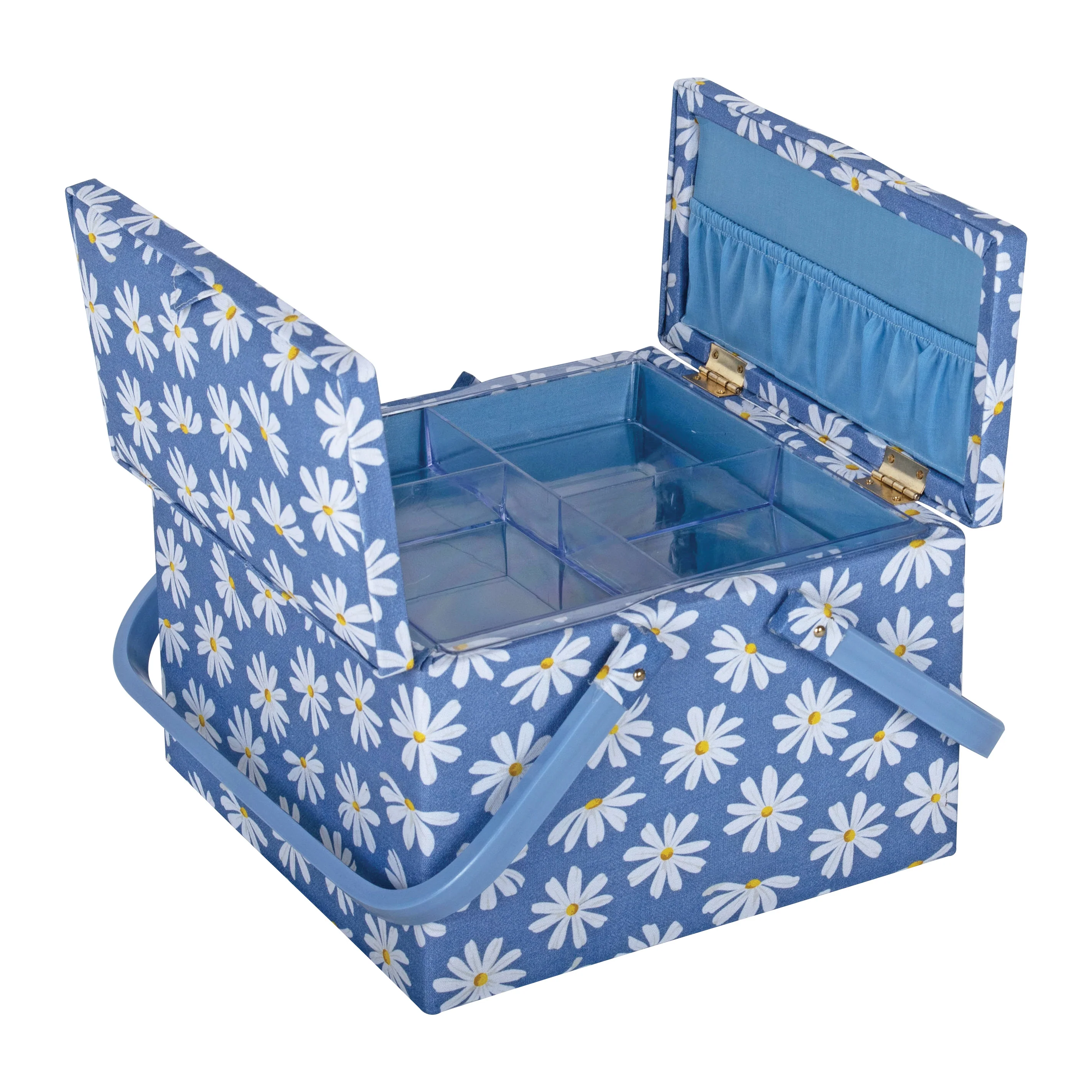 Denim Daisies with Twin Lid Sewing Box - Large - Image 3