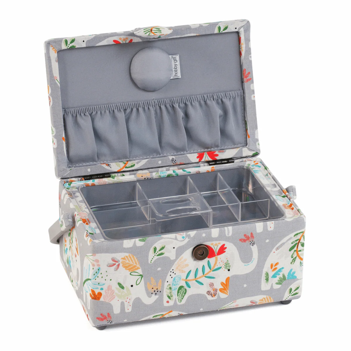 Elephants Rectangle Sewing Box with Appliqué Lid - Medium - Image 2