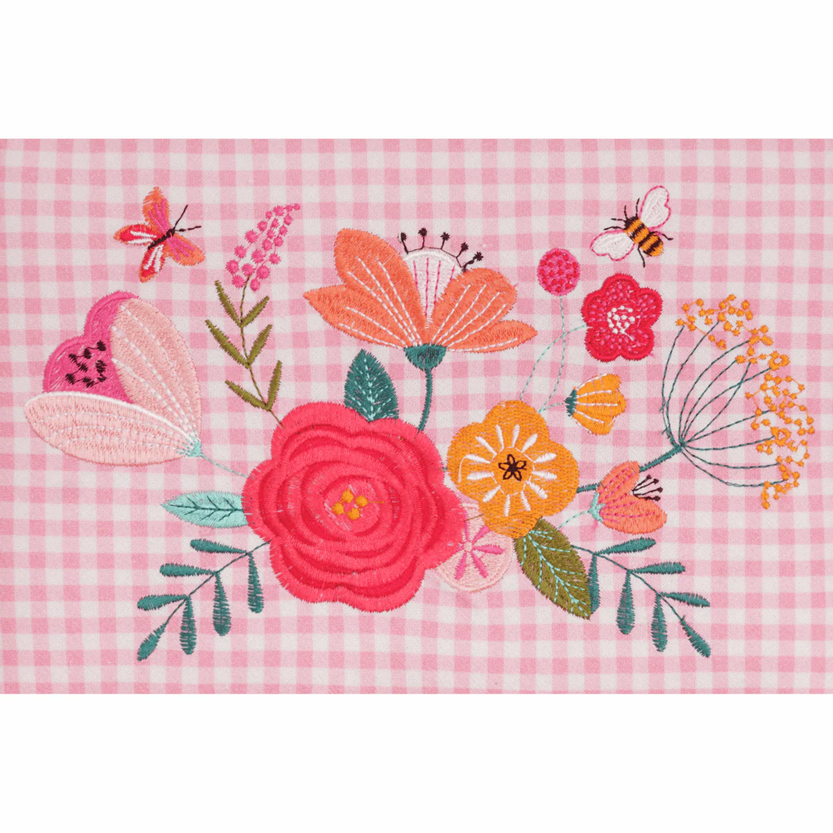 Embroidered Pink Floral Garden Sewing Box - Medium - Image 3