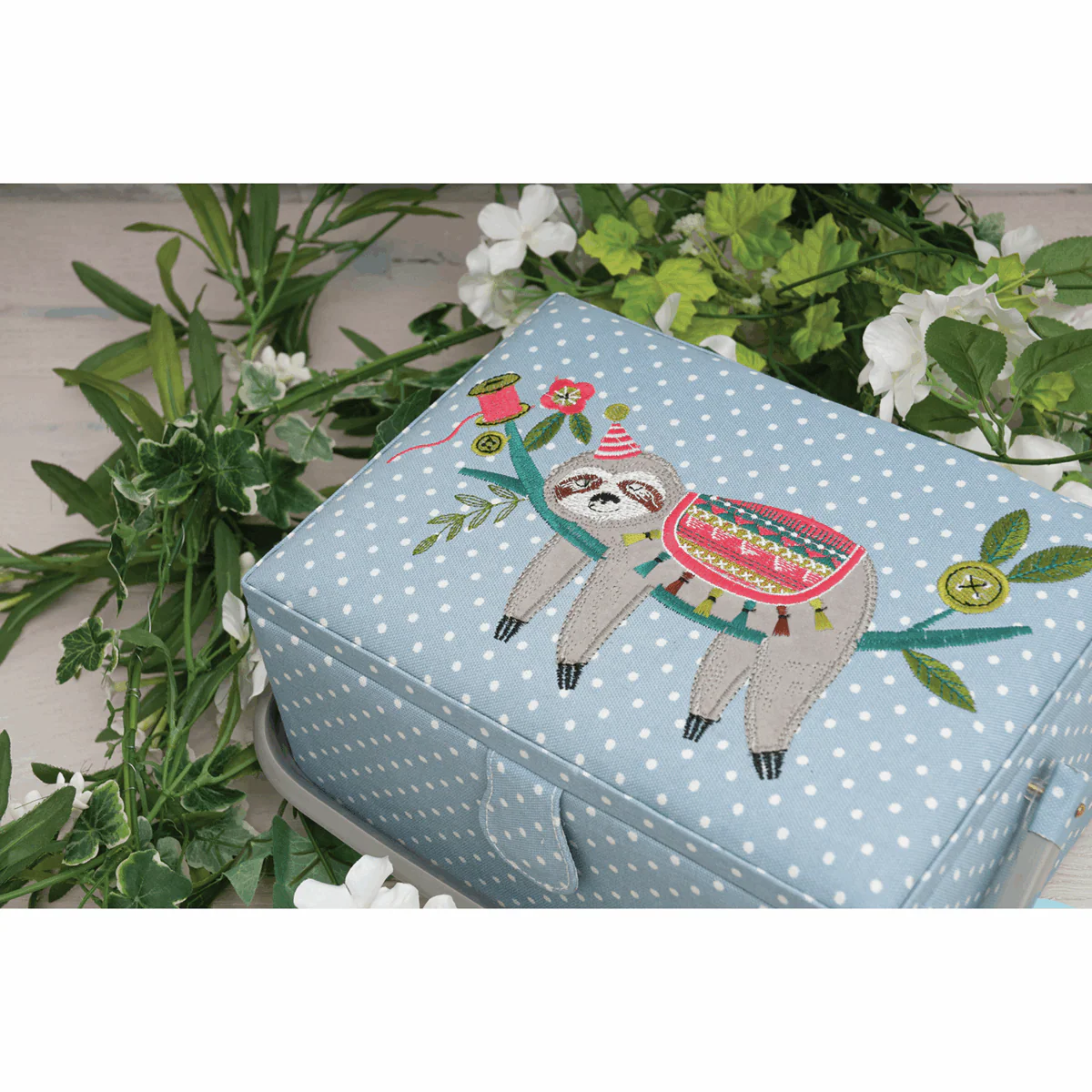 Embroidered Sloth Sewing Box - Medium - Image 4