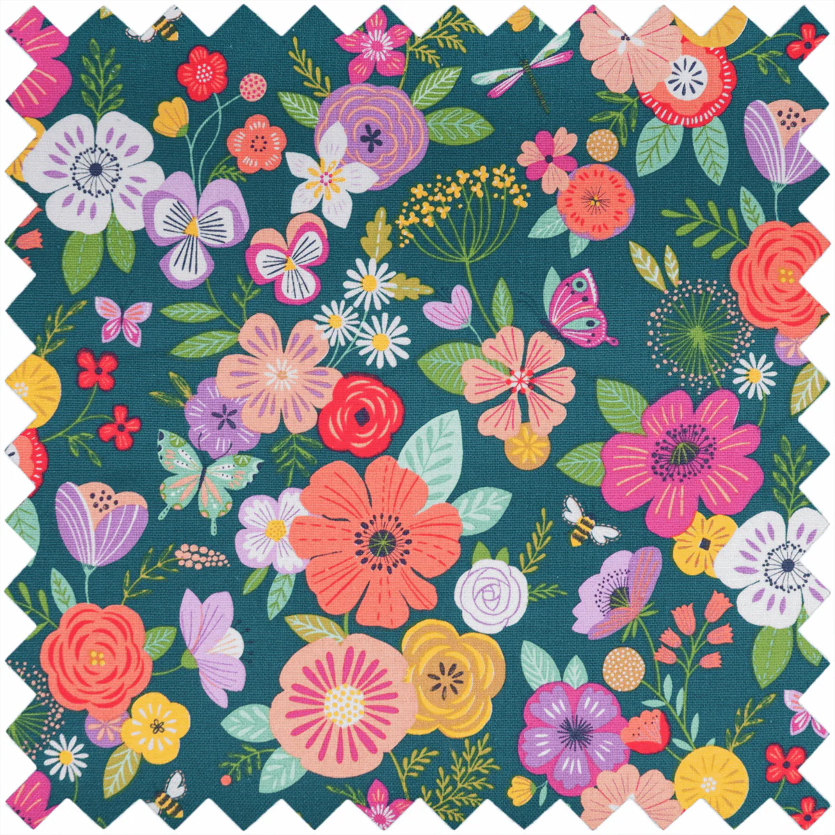 Embroidered Teal Floral Garden Sewing Box - Medium - Image 4