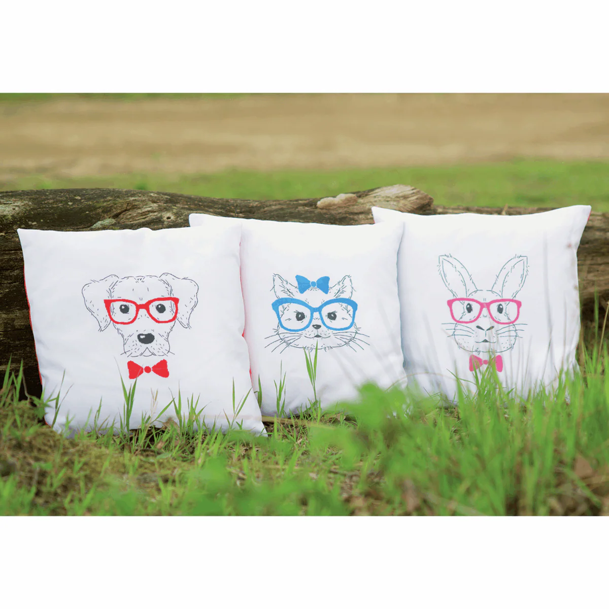 Embroidery Cushion Kit - Dog with Red Glasses - Image 2