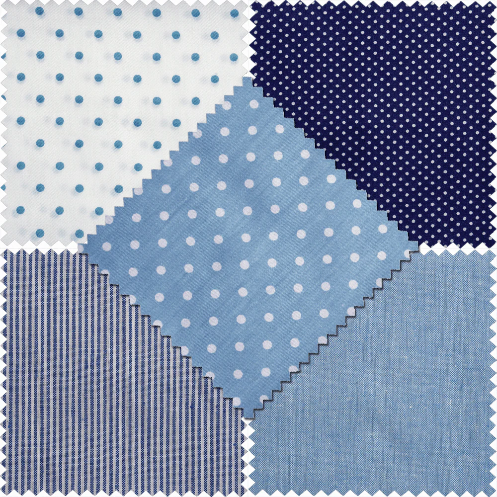 Fat Quarter Pack - Cotton Linen - Blue (5 Pieces) - Image 2