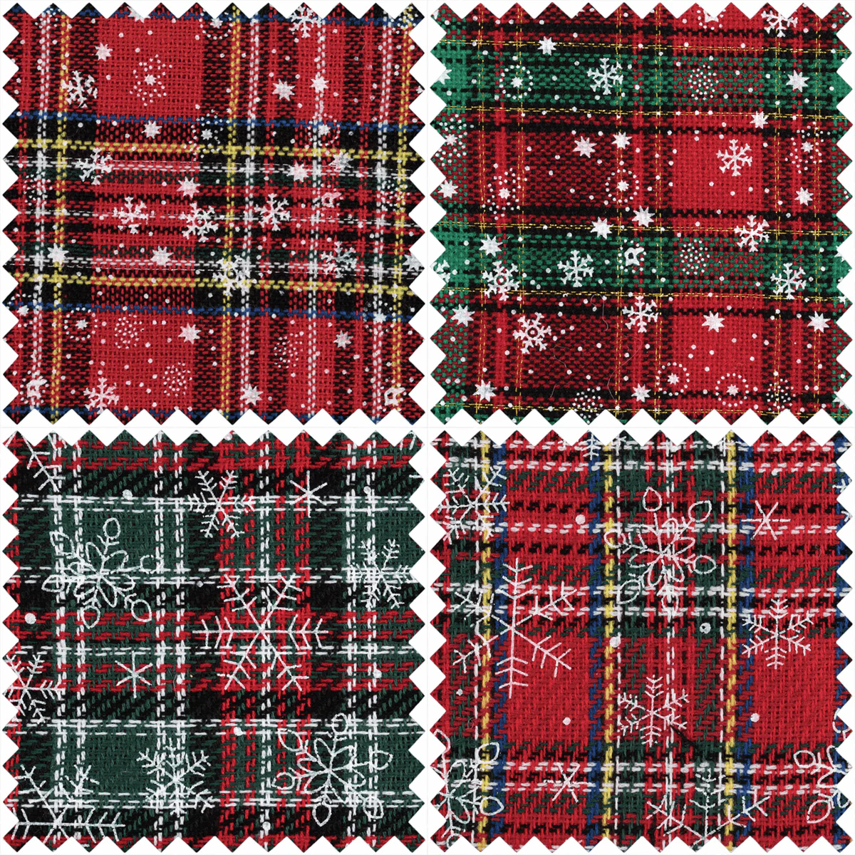 Fat Quarter Pack - Cotton Linen - Printed Christmas Tartan (reds) (4 Pieces) - Image 2