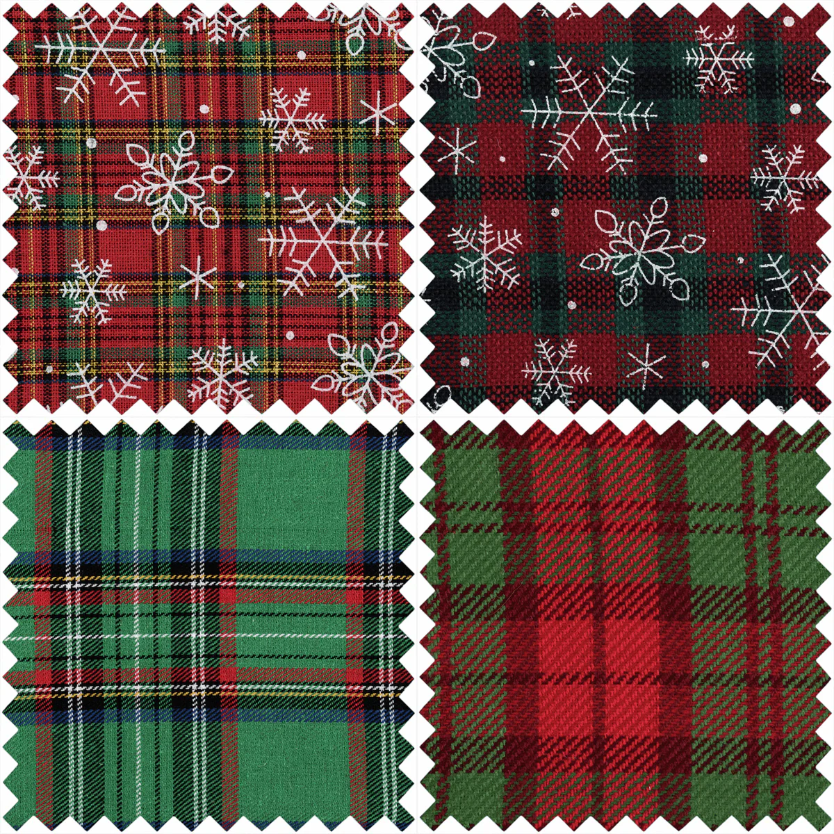Fat Quarter Pack - Printed Christmas Tartan: Greens (4 Pieces) - Image 2