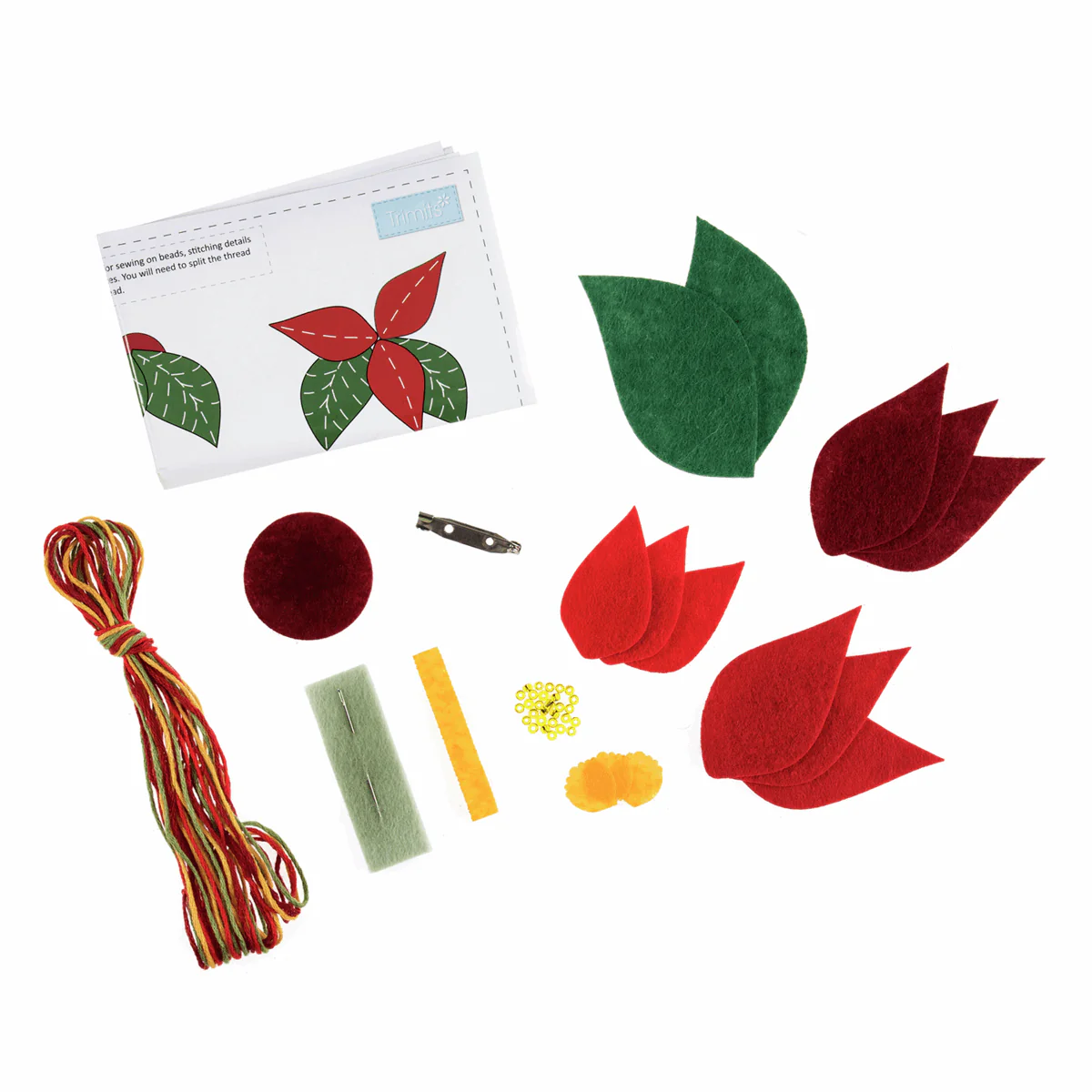 Trimits Felt Decoration Kit - Christmas Poinsettia Brooch - Image 3