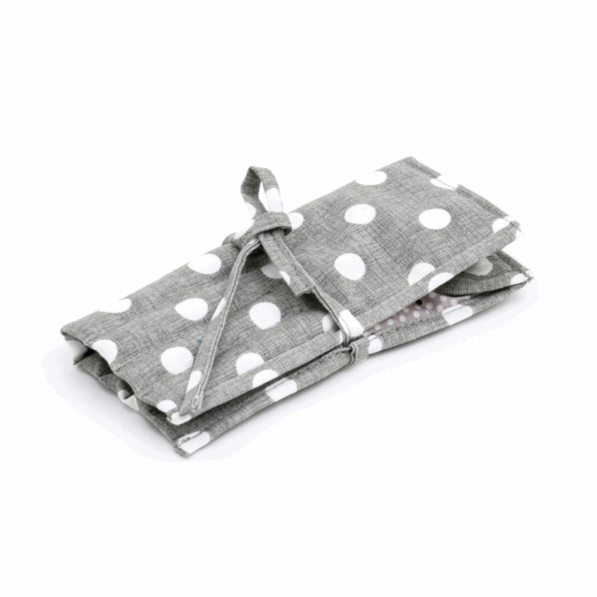 Filled Crochet Hook Roll - Grey Polka Dot