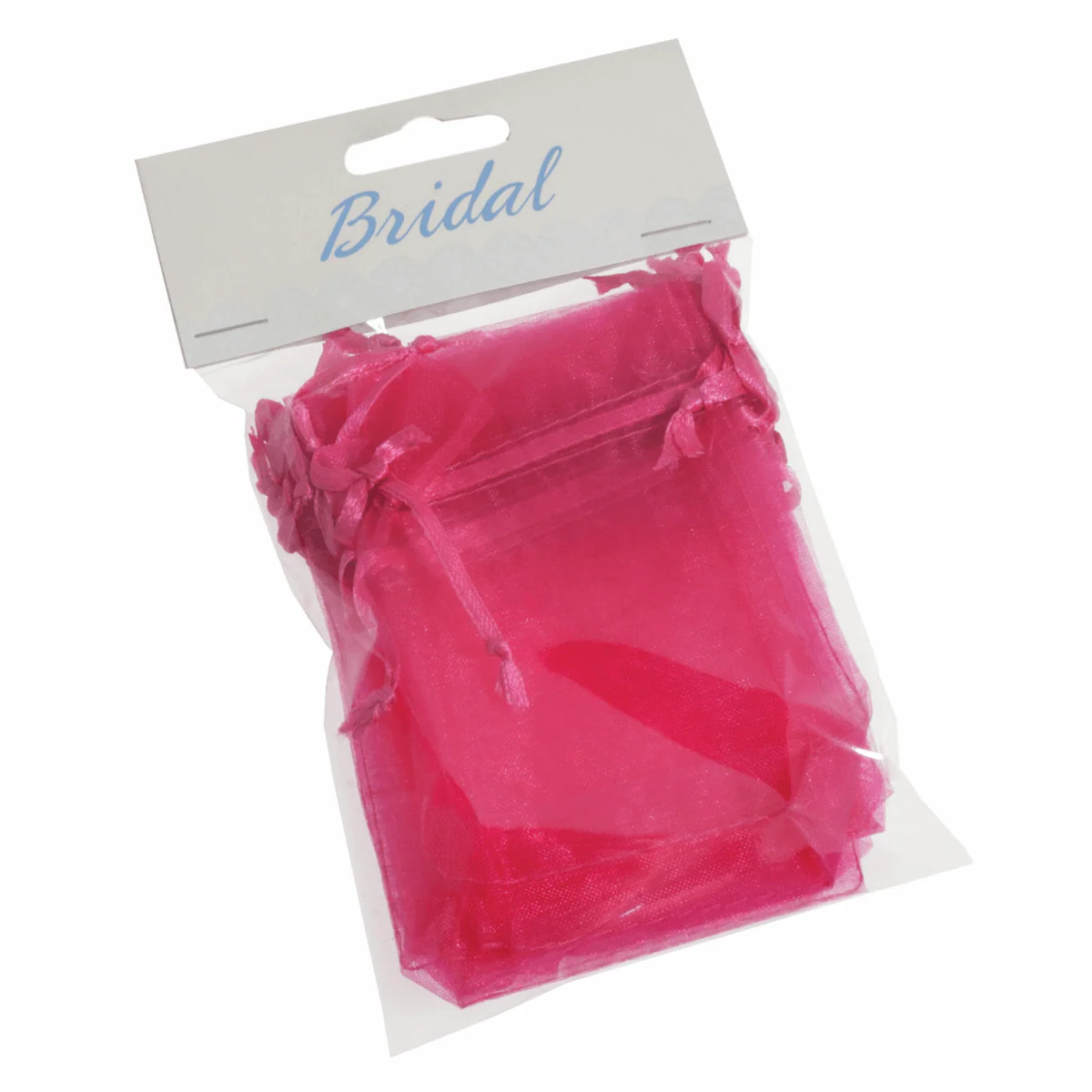 Fuchsia Organza Wedding Favour Bags - 7.5 x 10cm (Pack of 10) - Image 2