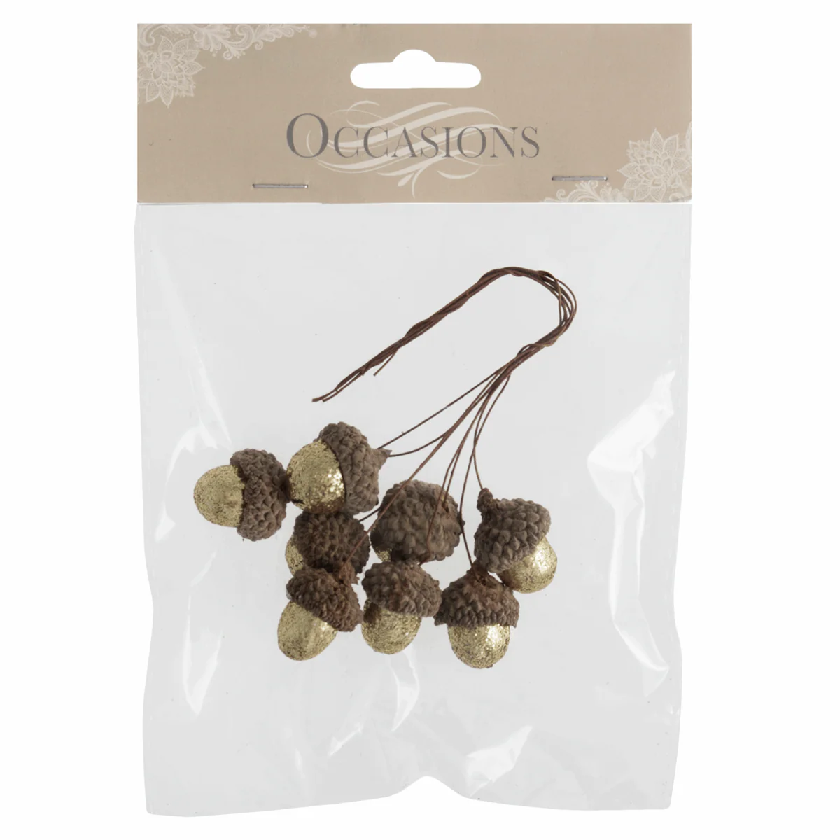 Gold Glitter Acorns on Wire (Pack of 8) - Image 2