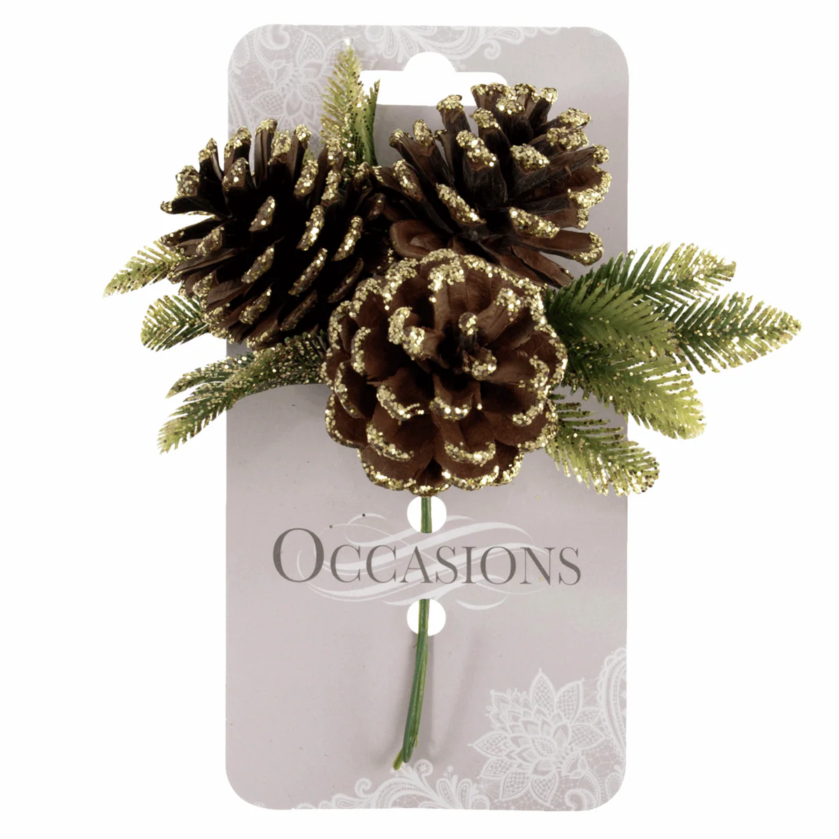 Gold Glitter Pinecone Spray (Single Stems) - Image 2