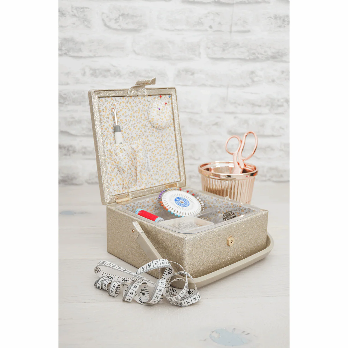 Gold Glitter Sewing Box - Small - Image 3