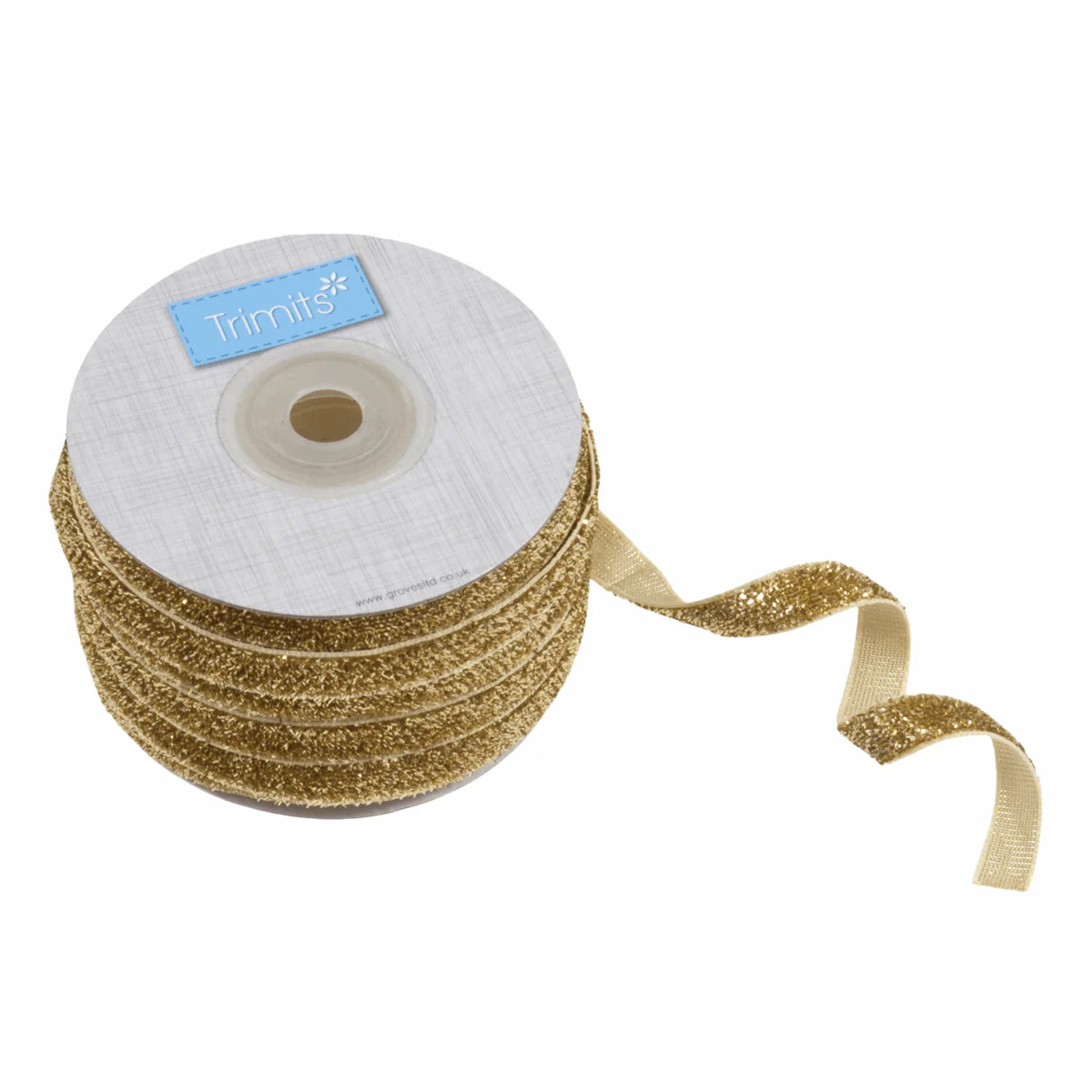 Gold Glitter Velvet Ribbon - 20m x 10mm - Image 2