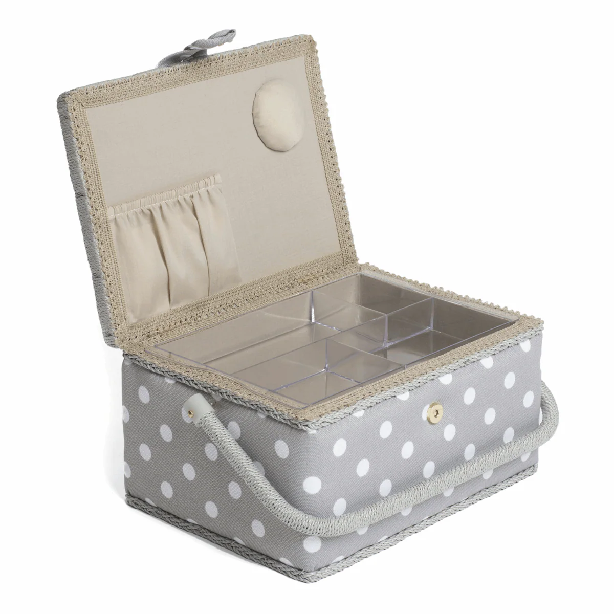 Grey Spot Sewing Box - Medium - Image 2