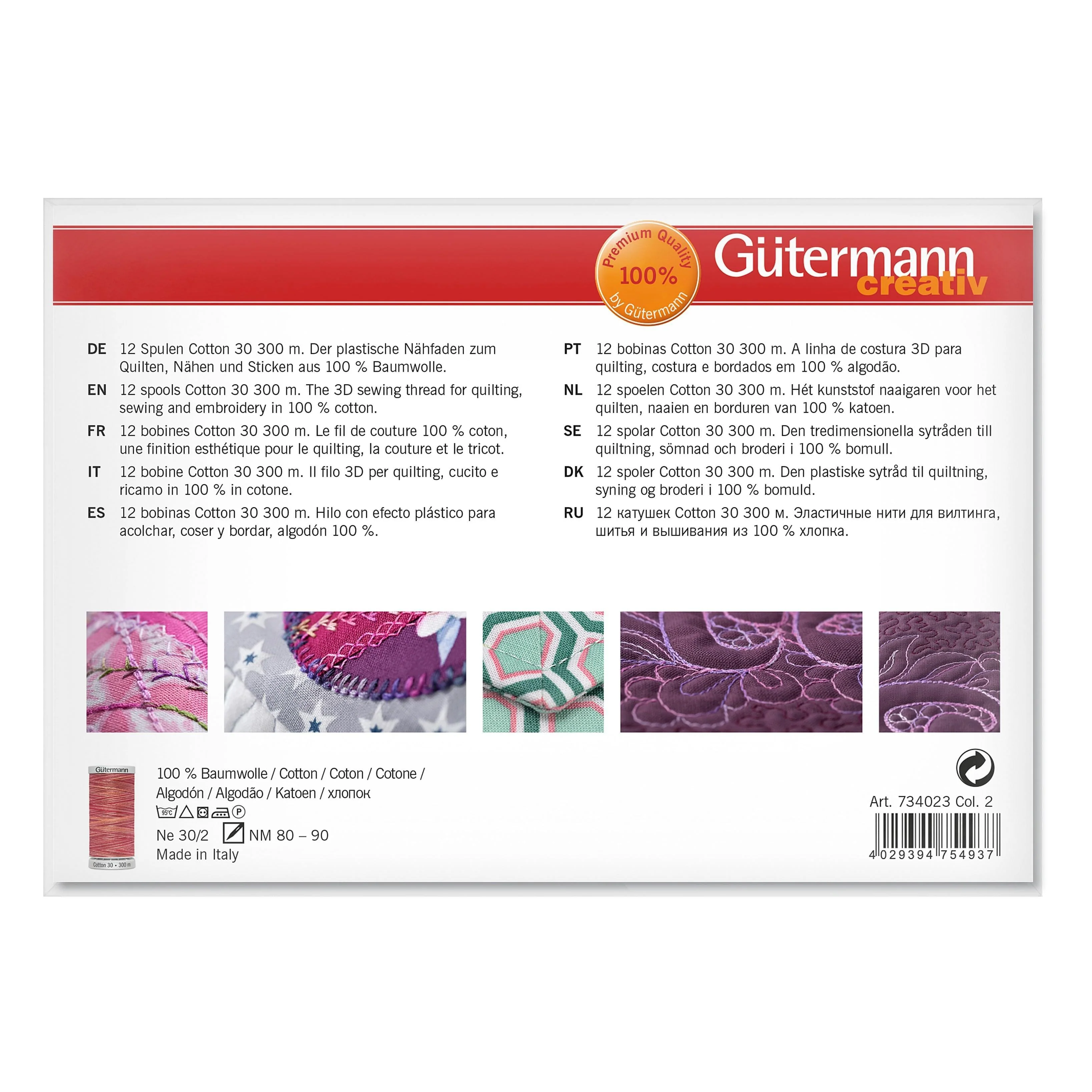Gutermann Cotton Thread Set No.30 - 12 x 300m (Colour Assortment 2) - Image 4