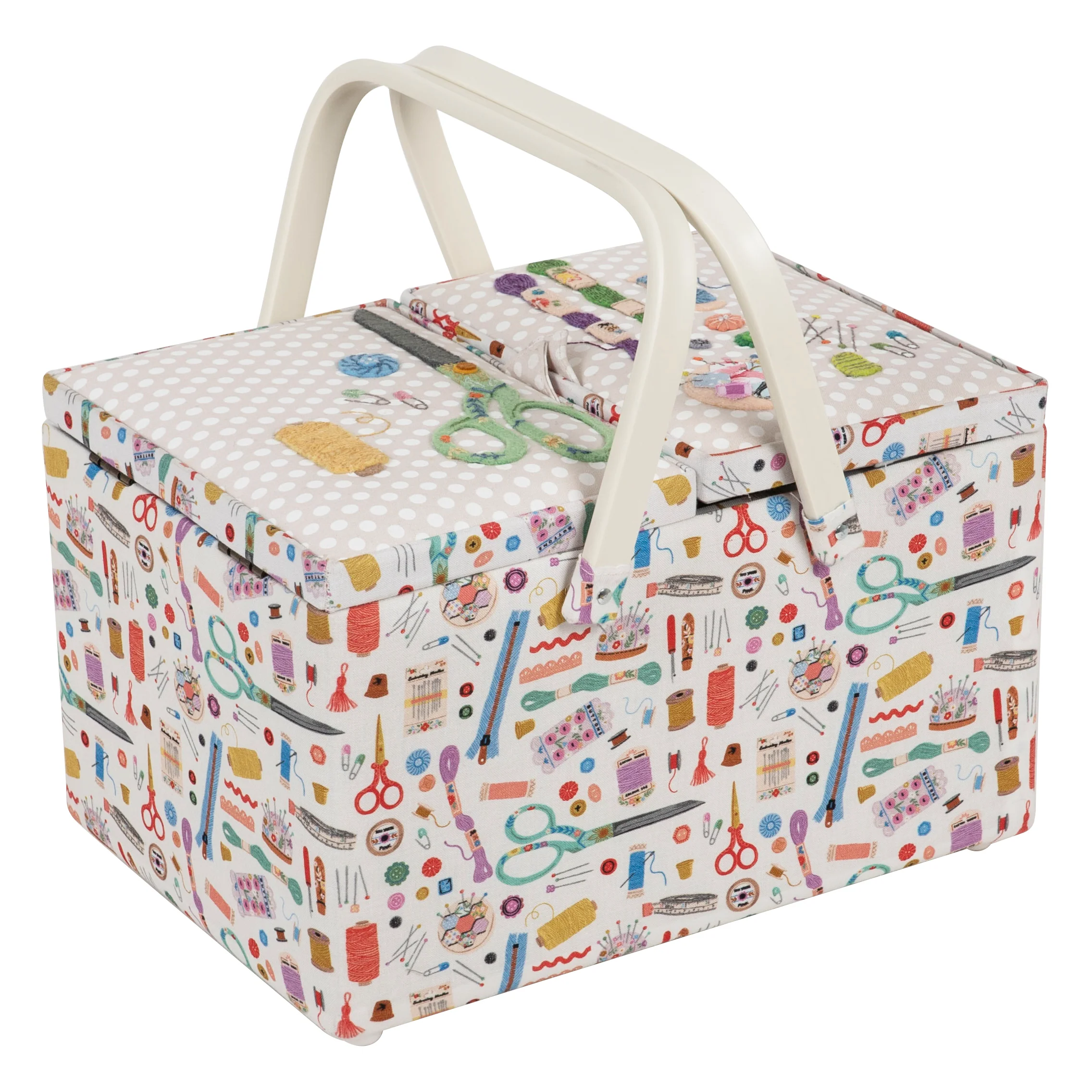 Haby Notions Appliqué and Embroidered with Twin Lid Sewing Box - Large