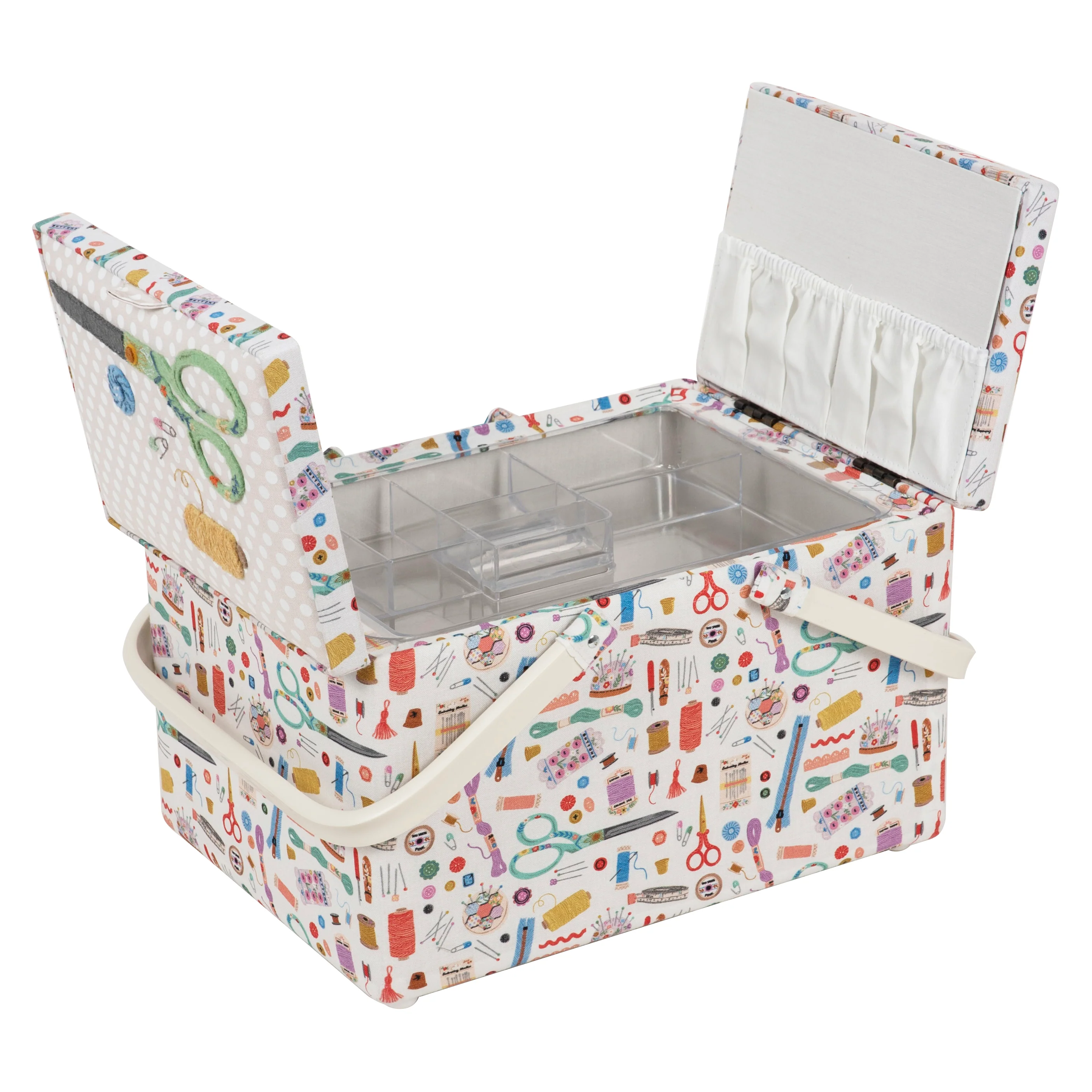 Haby Notions Appliqué and Embroidered with Twin Lid Sewing Box - Large - Image 3