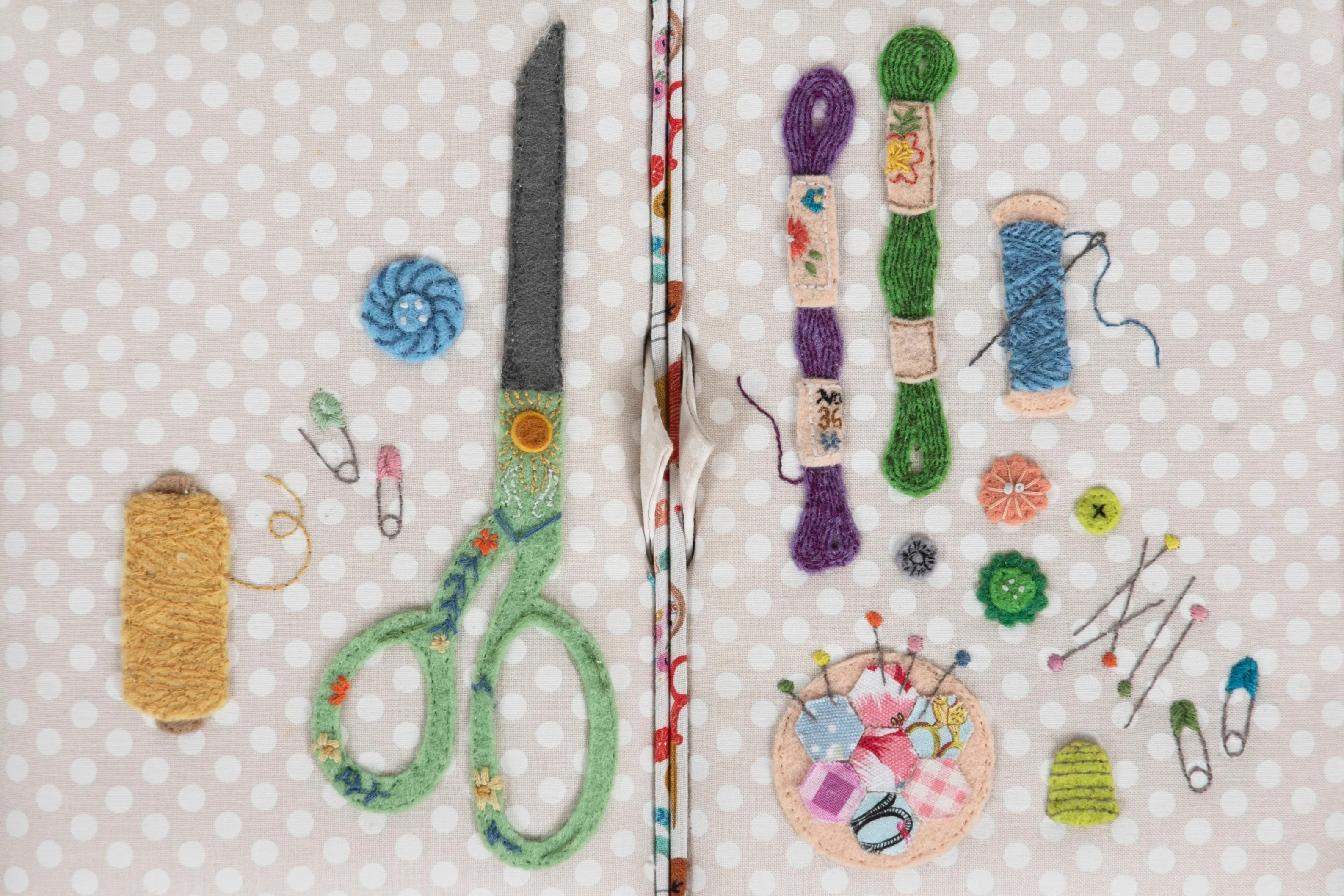 Haby Notions Appliqué and Embroidered with Twin Lid Sewing Box - Large - Image 4