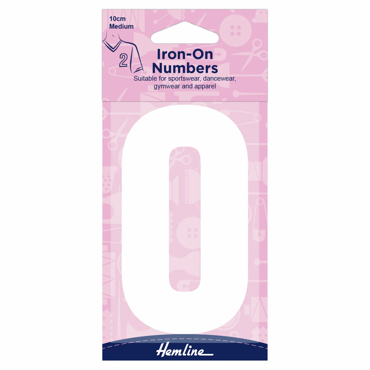 Hemline White Iron-On Number 0 - 10cm (Medium)