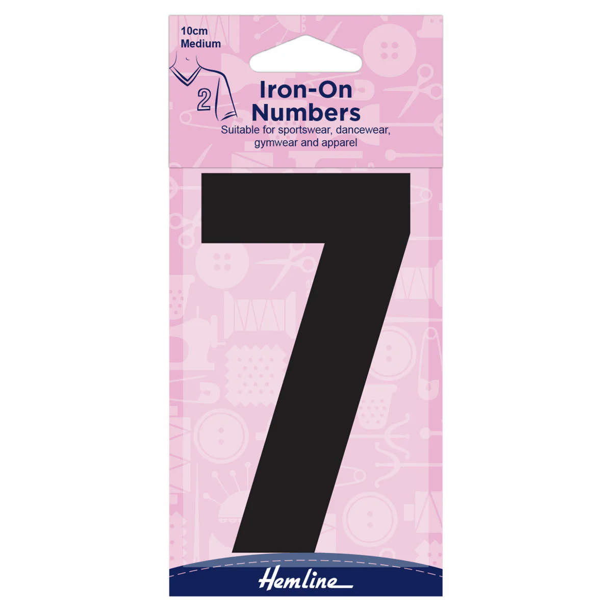 Hemline Black Iron-On Number 7 - 10cm (Medium)