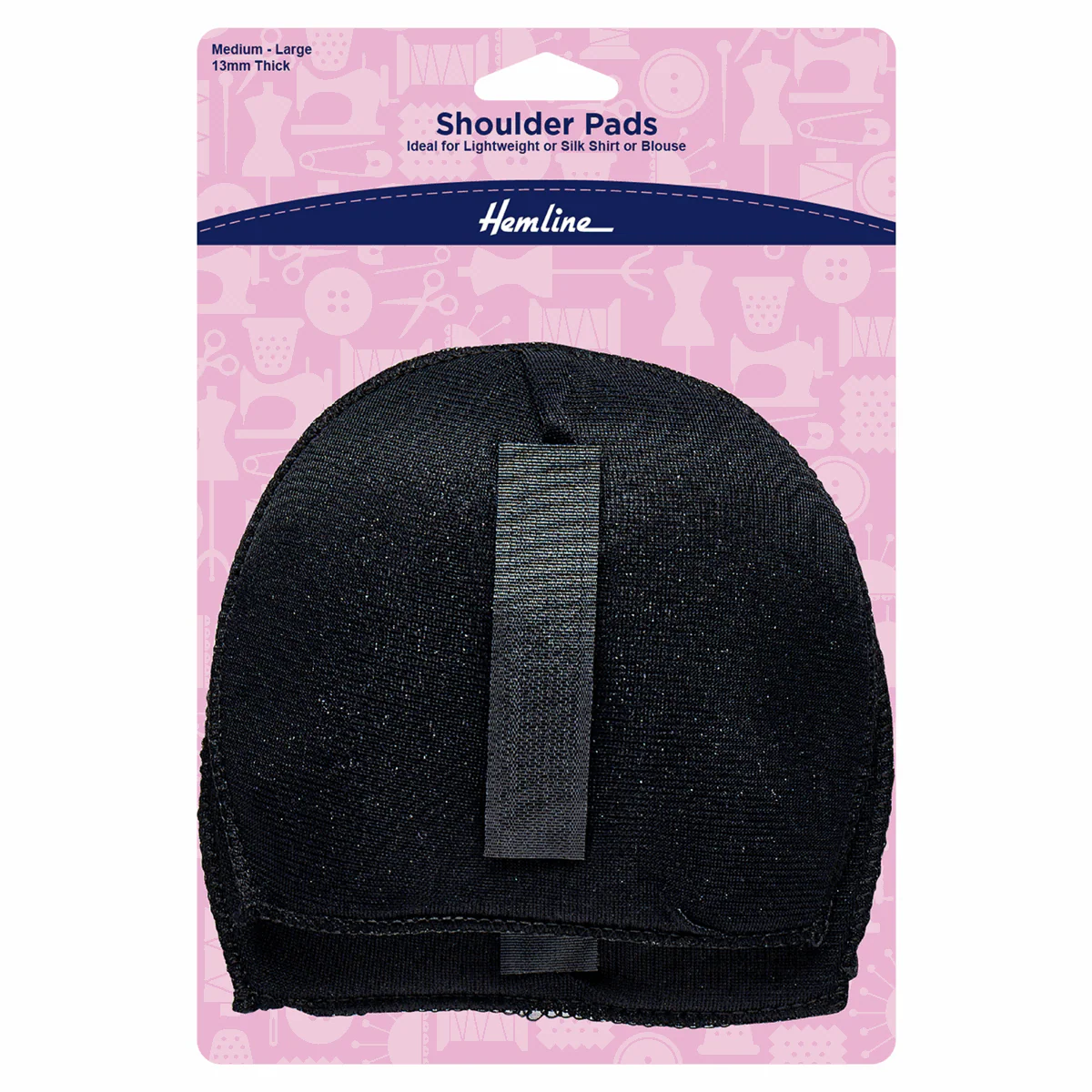 Hemline Black Shirt/Blouse Shoulder Pad - Medium (Pack of 2)