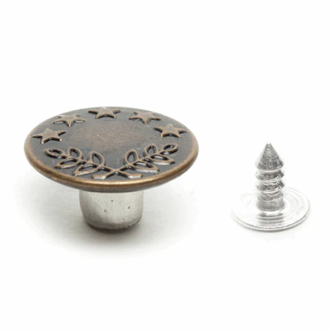 Hemline Brass Jeans Buttons - 16mm (Pack of 6 Sets) - Image 2