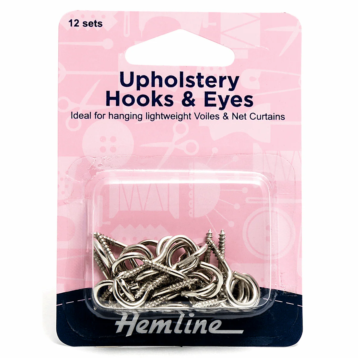 Hemline Curtain Hooks & Eyes (12 Sets)