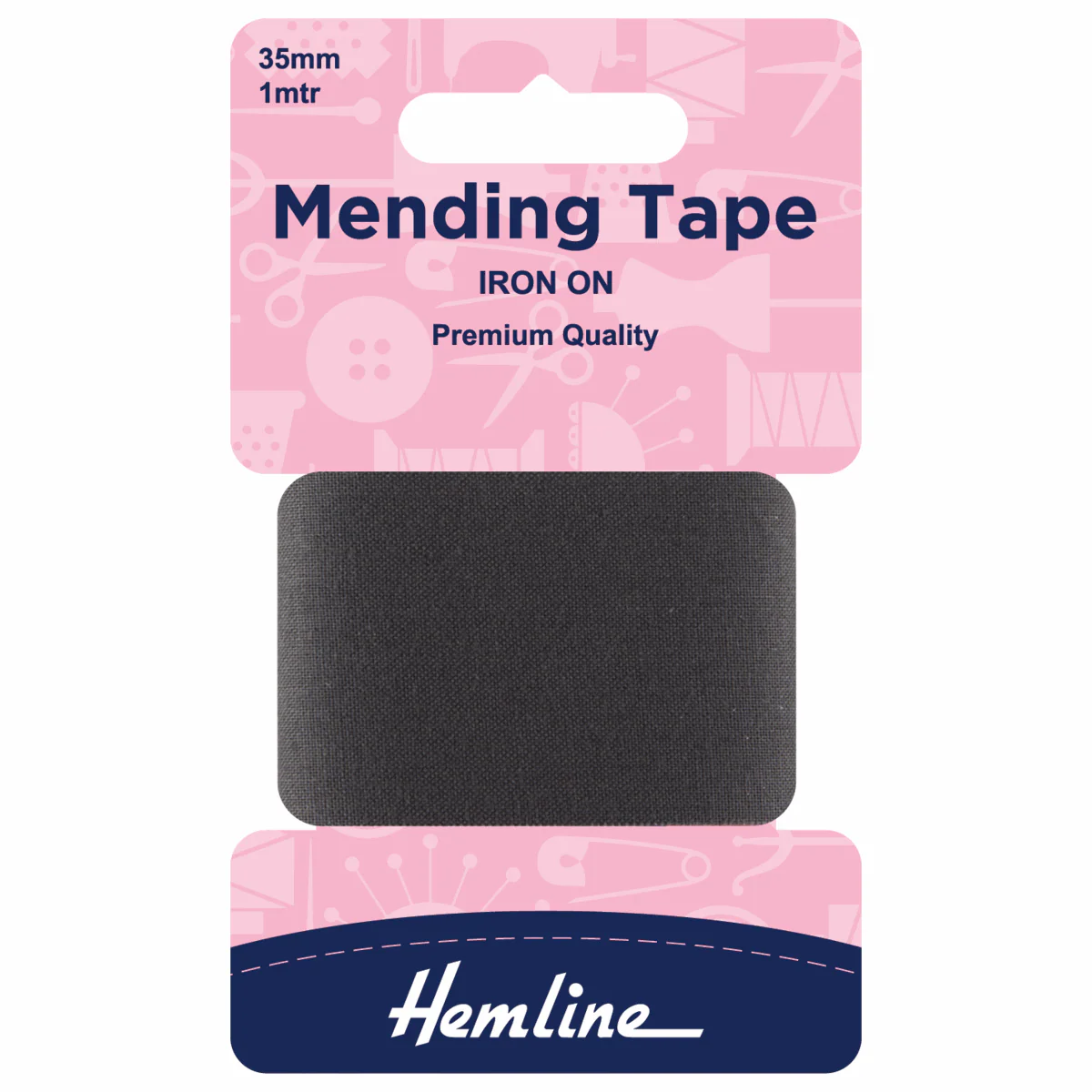 Hemline Dark Grey Iron-On Mending Tape - 100cm x 38mm