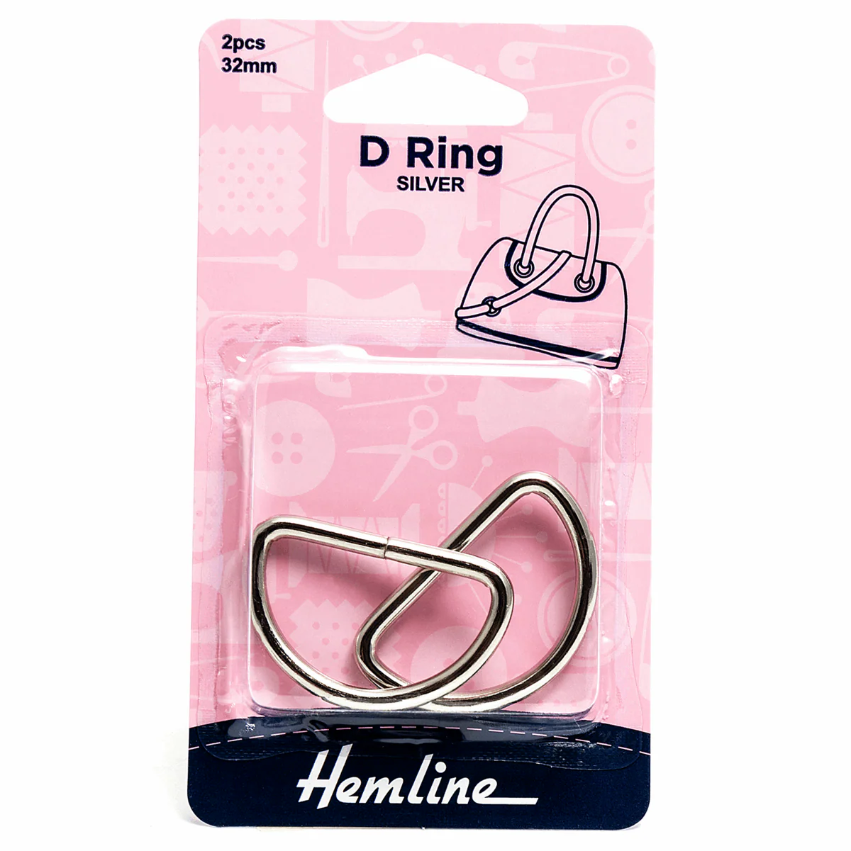 Hemline Nickel D Rings - 32mm (2 rings)