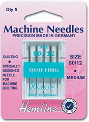 Hemline Quilting Sewing Machine Needles - Medium 80/12 (Pack of 6) - Image 2