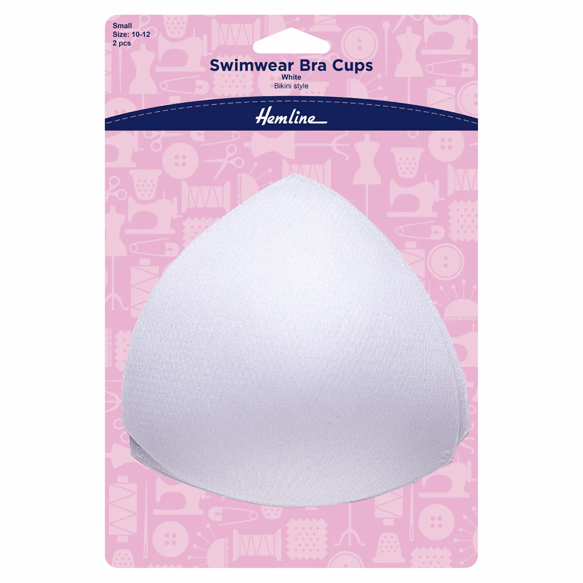 Hemline White Swimwear/Bikini Style Bra Cups - Small (Size 10-12)