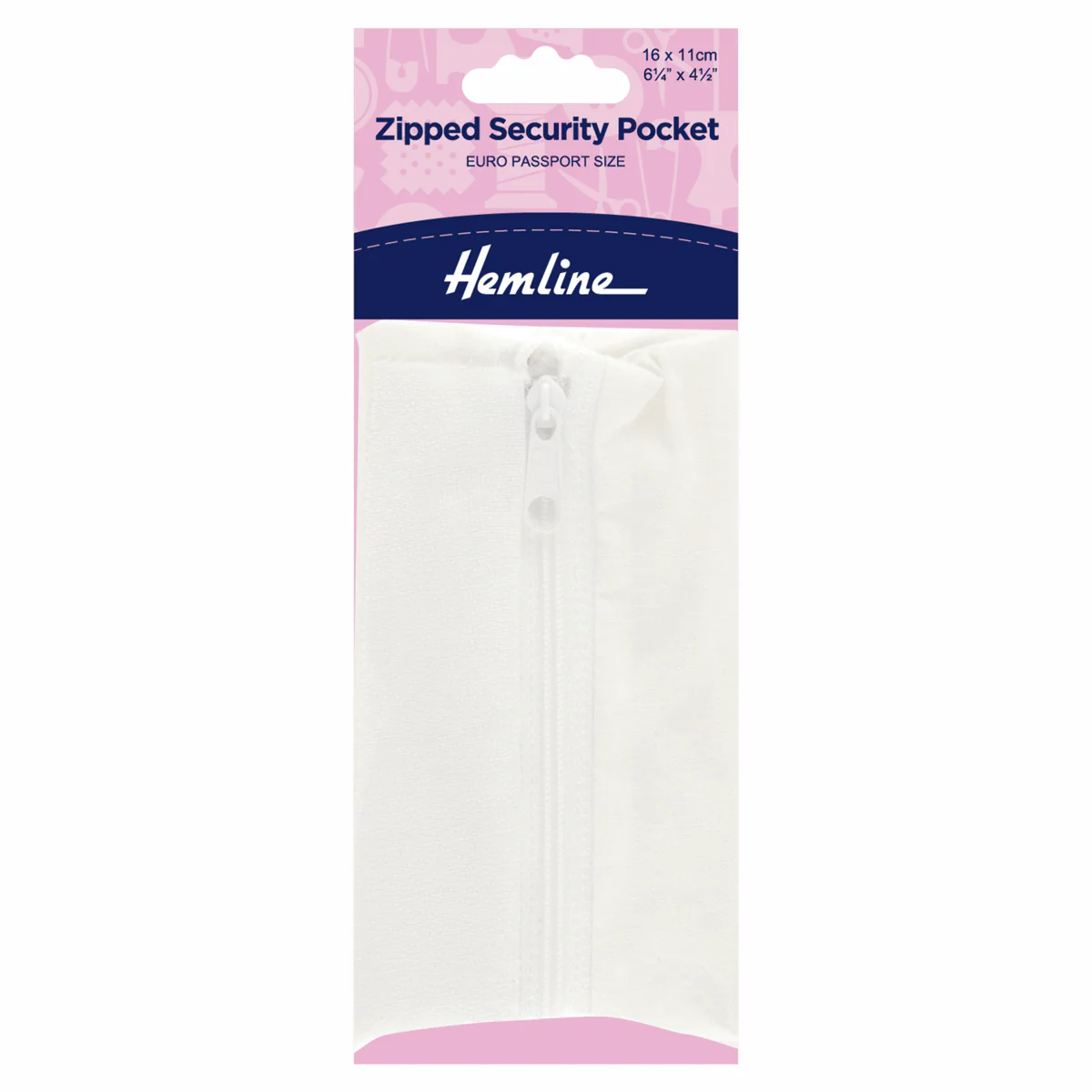 Hemline Zipped Security Pocket - Passport Size