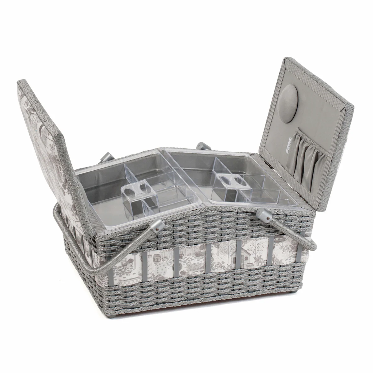In The Garden Wicker Sewing Box with Twin Lid - Large - Image 2